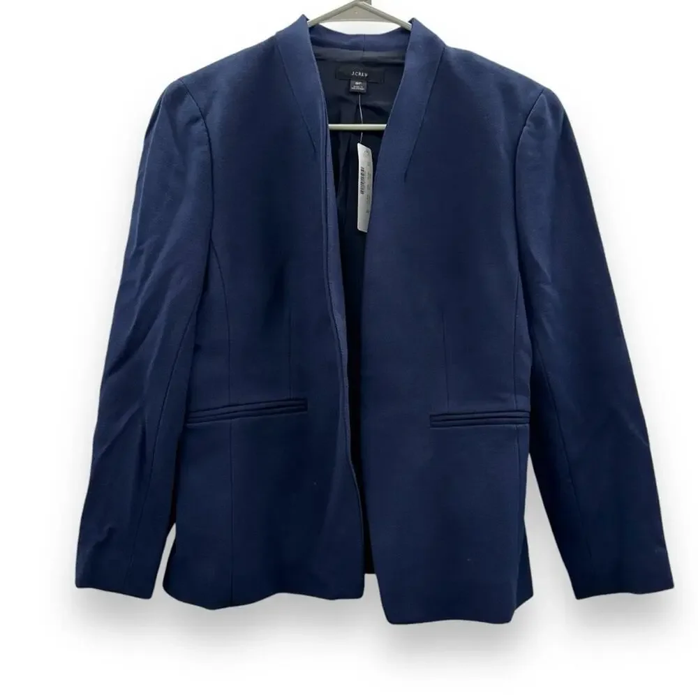 J. Crew Going-Out Long Sleeve Blazer in Stretch Twill in Navy Blue Sz‎ 8P NEW